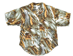 Jeri Marque Animal Print Button Down Shirt Women's Regular Size S Made in USA